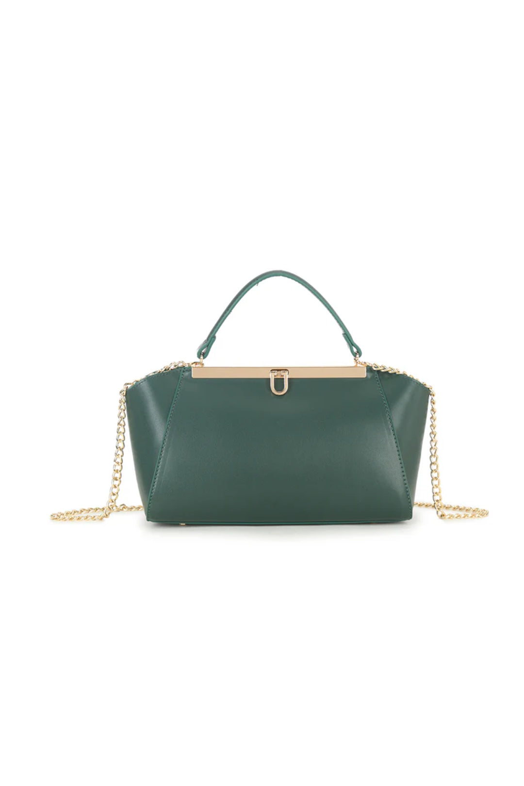 Dark Green Handbag With Detachable Chain-0