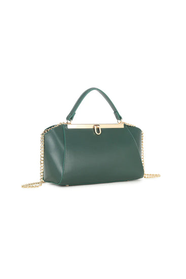 Dark Green Handbag With Detachable Chain-1