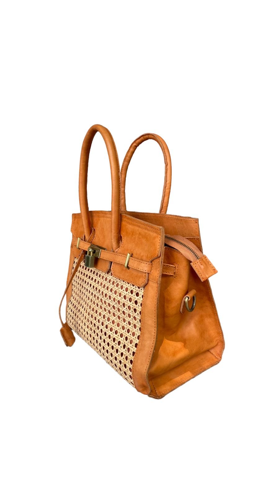 Hima Bali Handmade Leather Rattan Webbing HandBag-1