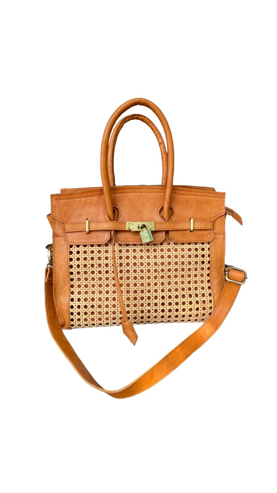 Hima Bali Handmade Leather Rattan Webbing HandBag-2